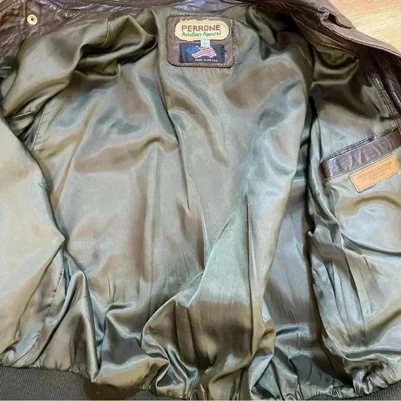 Perrone Aviation Apparel pilot leather bomber jacket size 54 handmade in USA - Picture 11 of 11